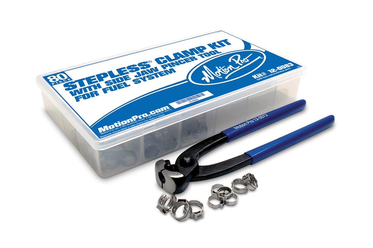 Stepless® Clamp Fuel Line Fittings Kit, 80 pcs, w/Pincer Tool - Motion Pro