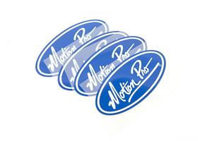 Patch, Heat Transfer, 4/PK Wht MP on Blue 10cm x 5cm