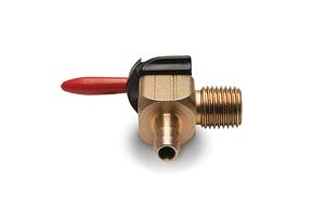 Fuel valve, 90 degree, 1/4" NPT x 1/4" barb, Vitton seal